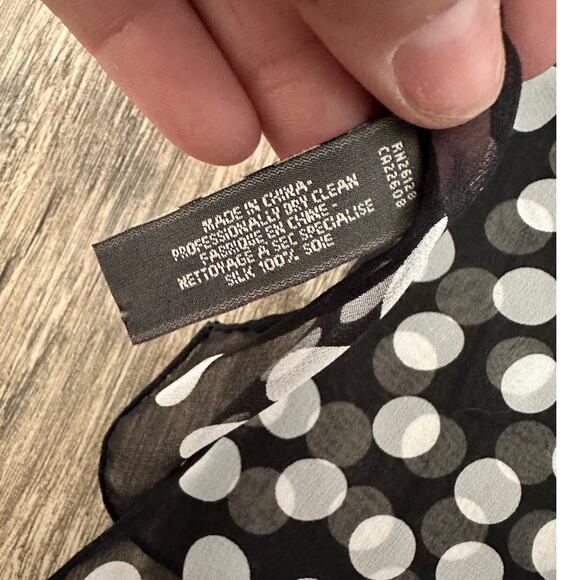 Echo Women's Black White Tubular 100% Silk Polka Dot Scarf - Picture 5 of 6